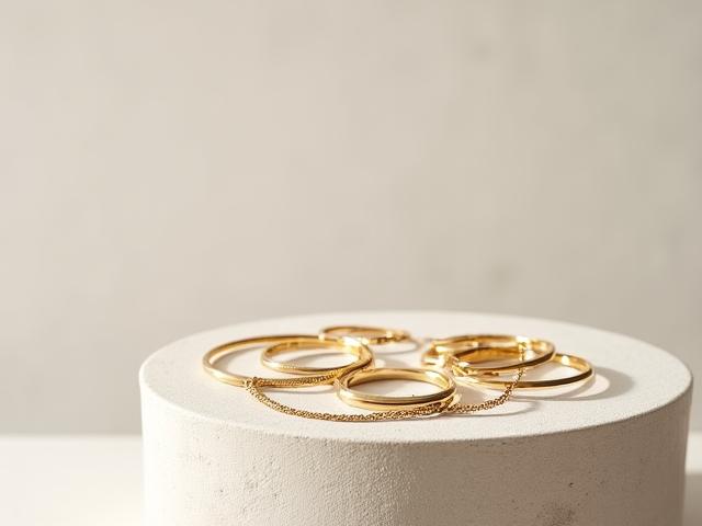 Minimalist gold rings and delicate necklaces