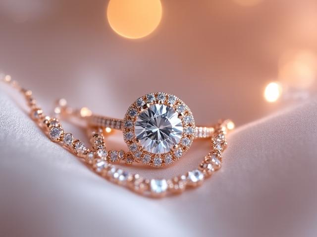 Bridal jewelry set with brilliant lab-grown diamonds