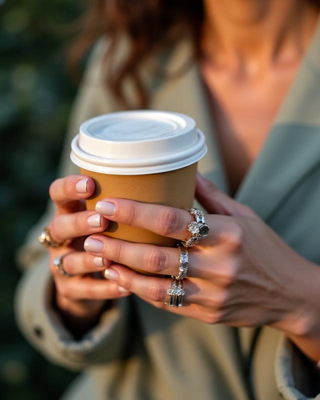 Birthstone ring on user's finger