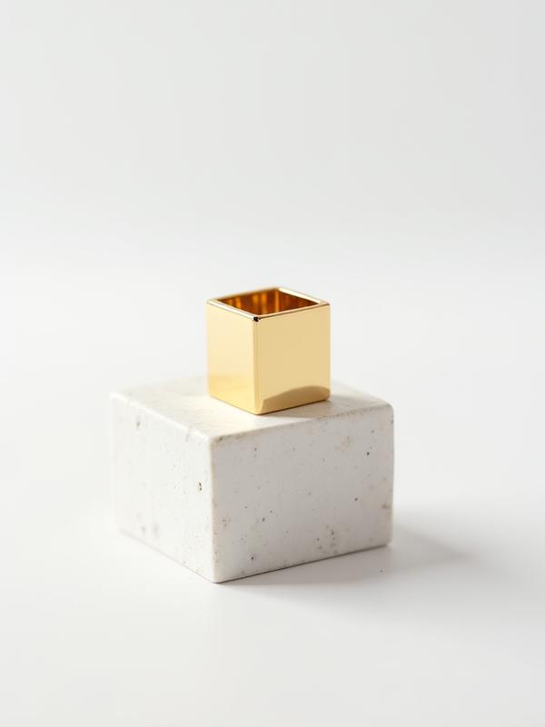 Square geometric signet ring in 14k gold